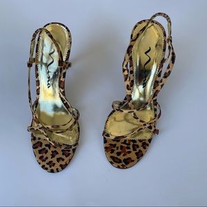 Nina Strappy leopard print Heel sandals